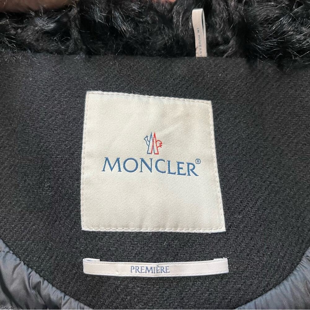 Moncler Eridan Giubbotto Jacket Size 4 Fur collar Kalgan lamb Black EUC Auth. XL - Picture 3 of 15